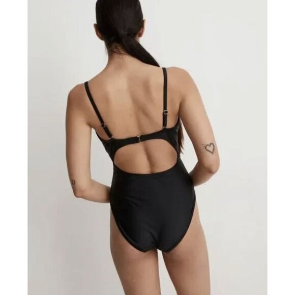 MADEWELL Cinched Cutout One-Piece Swimsuit Black Size Small NWT - Picture 3 of 8